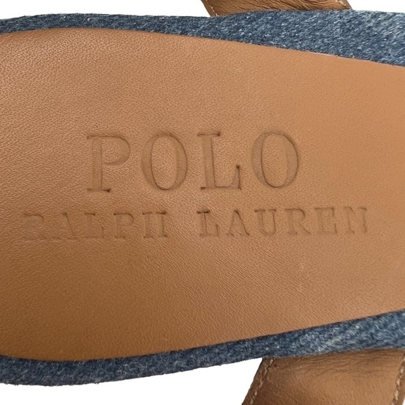 Polo Ralph Lauren Blue Denim Espadrille Platform Sandals Size 37 1/2 Women's - Picture 2 of 9